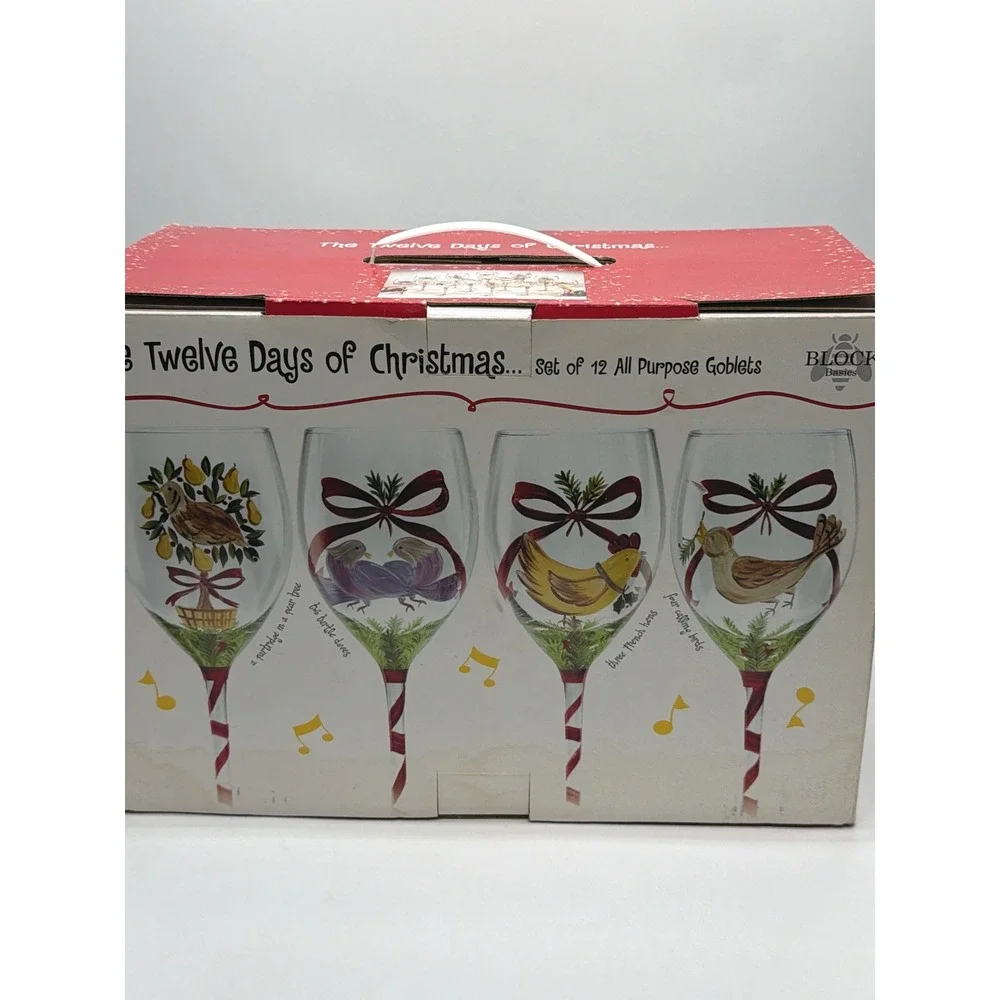 Block Basics Twelve Days of Christmas All Purpose Goblets Set of 12 BG5200
